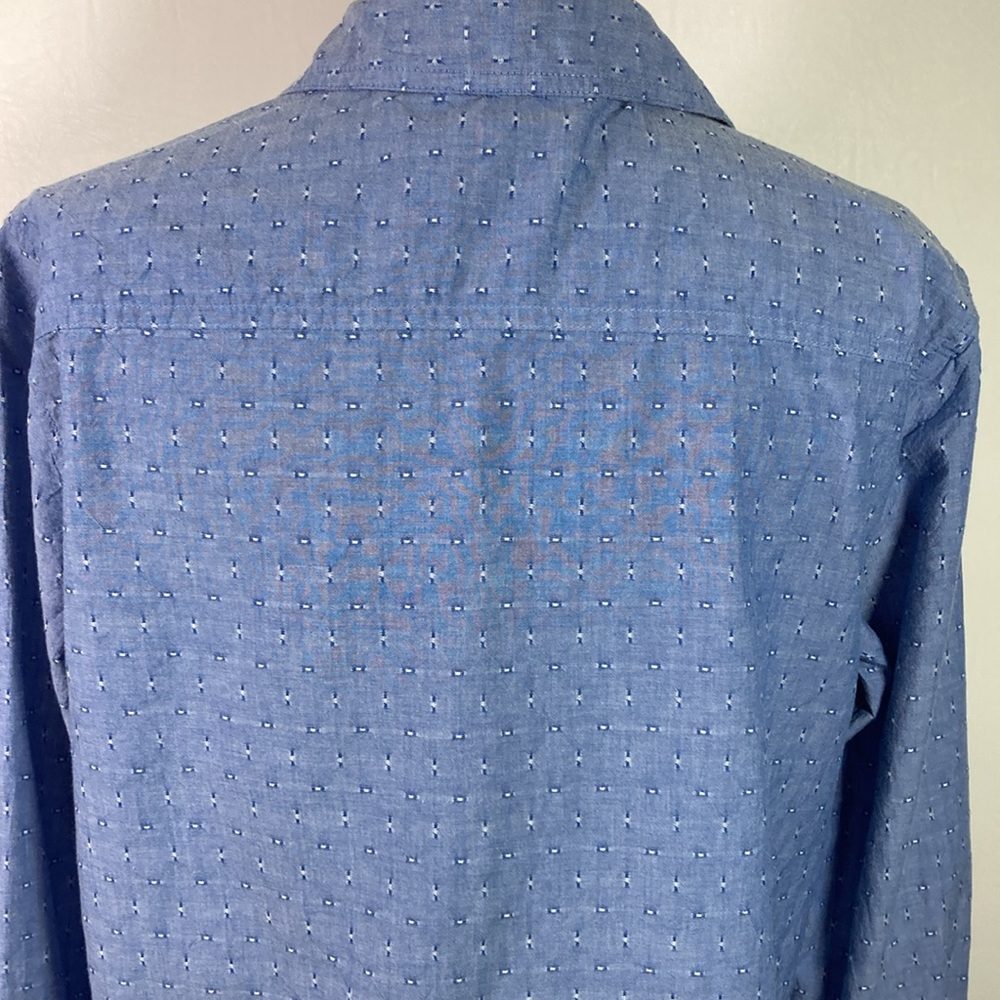 Merona Top/Blouse Women Size Large Blue Button Placket Long Sleeve 100% Cotton - Picture 7 of 9